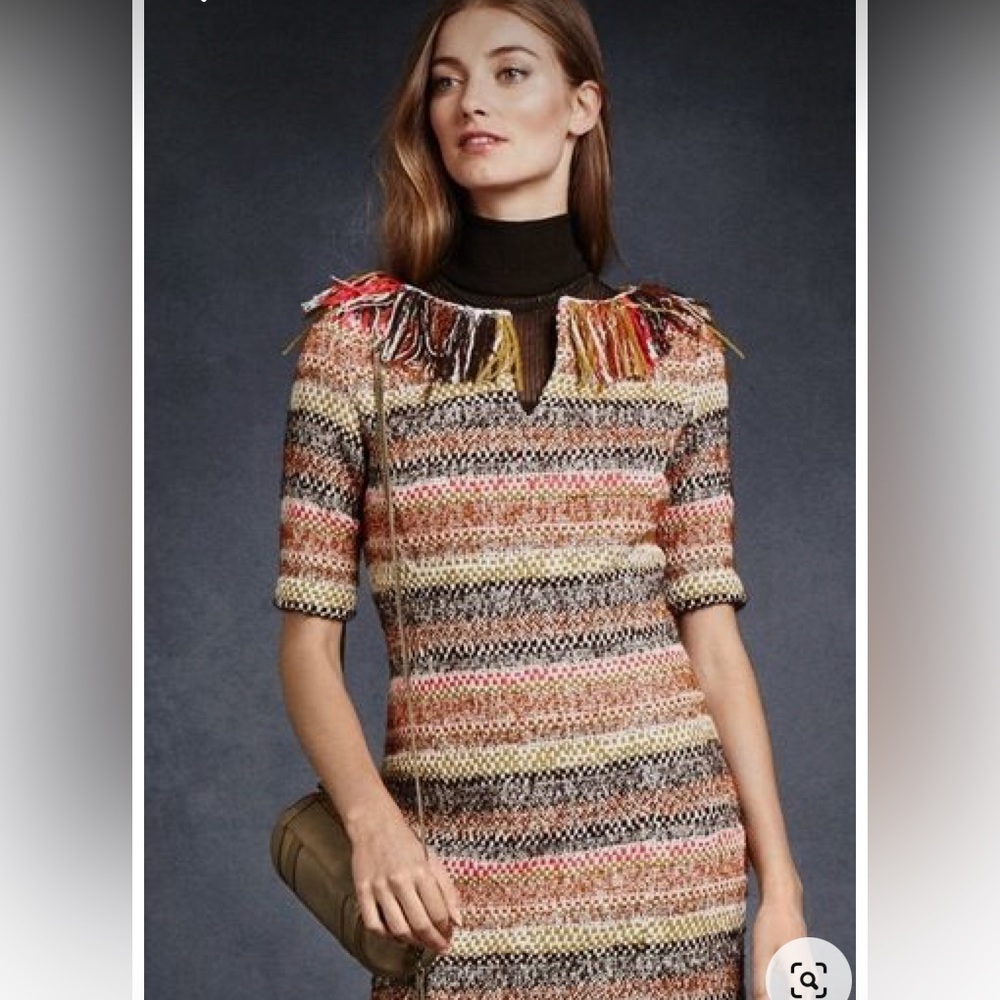 NWT • WORTH NEW YORK $598 Fringed Blanket Stripe Dress - Picture 12 of 16